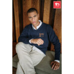 THC MILAN. Men's V-neck pullover in cotton and polyamide