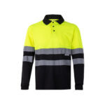 VL VULCAN. Two-tone bird-eye polo shirt (160g/m²) with long sleeves, in polyester (100%) - Image 4