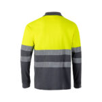 VL PLUTO. Two-tone piqué polo shirt (150g/m²) with long sleeves, in cotton (55%) and polyester (45%) - Image 8