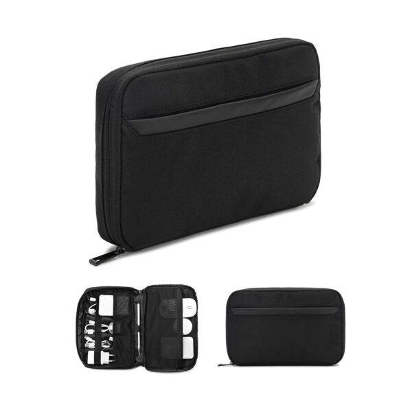 YANGON. Spacious organiser bag for tech accessories in twill with water-repellent coating and 600D recycled polyester