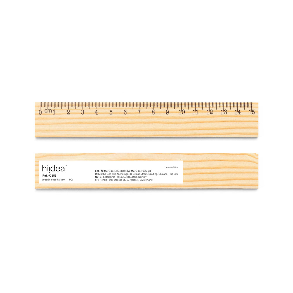 93659_set WESLEY 15. Pine wood ruler with 15 cm scale - Image 1
