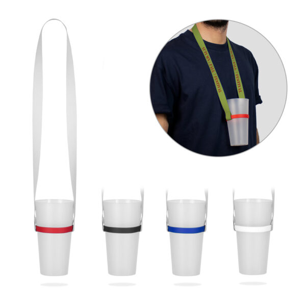 ROTHERHAM. SET Lanyard SUBLIMATION Long II (20 mm) Duo in recycled polyester (100% rPET) with silicone Cup Holder